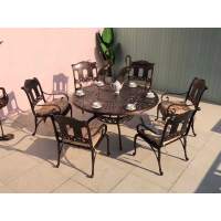 Комплект мебели из литого алюминия стол ВУЛКАН “VOLCANO” D150 арт.6091 + 6 кресел САНДАЛОВОЕ ДЕРЕВО «SANDALWOOD» арт.74267-6