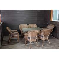 Садовый комплект мебели из искусственного ротанга Мэдисон (Medison ) 6 кресел + прямоугольный стол с подушками на сидение