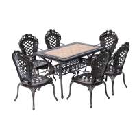 Комплект мебели из литого алюминия стол Барселона + 6 кресел Финляндия