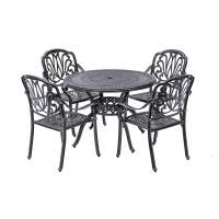 Комплект мебели из литого алюминия стол ОРХИДЕЯ «ORCHID» D100 арт.6053 + 4 кресла Феникс