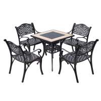 Обеденный комплект стол с барбекю БАРБЕКЮ-3 «BBQ-3» 70х70 арт.6348 + 4 кресла Лион-3