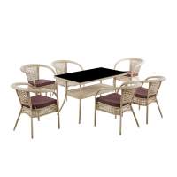 Комплект мебели из искусственного ротанг стол Рио и 6 кресел Руардин Wood