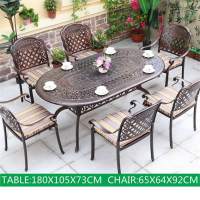 Обеденная группа из литого алюминия стол овальный БРАЙДЕД «BRAIDED» 180×105 + 6 кресел ВУЛКАН-2 «VOLCANO-2»