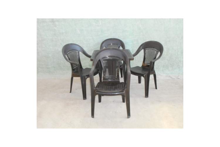 Комплект пластиковой мебели стол Бали «Bali» + 4 кресла Элегант Шоколад