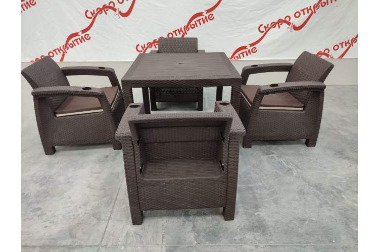 Обеденная группа для кафе под искусственный ротанг Yalta (4 +1)-9