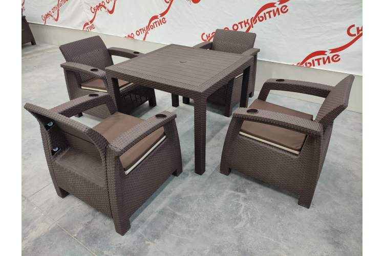 Обеденная группа для кафе под искусственный ротанг Yalta (4 +1)-5