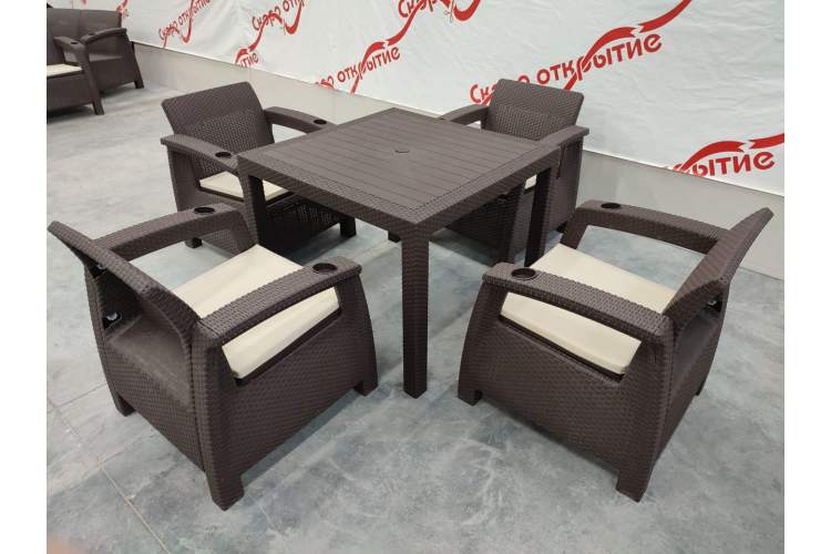 Обеденная группа для кафе под искусственный ротанг Yalta (4 +1)-3