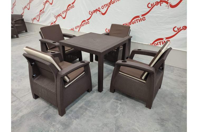Обеденная группа для кафе под искусственный ротанг Yalta (4 +1)-2