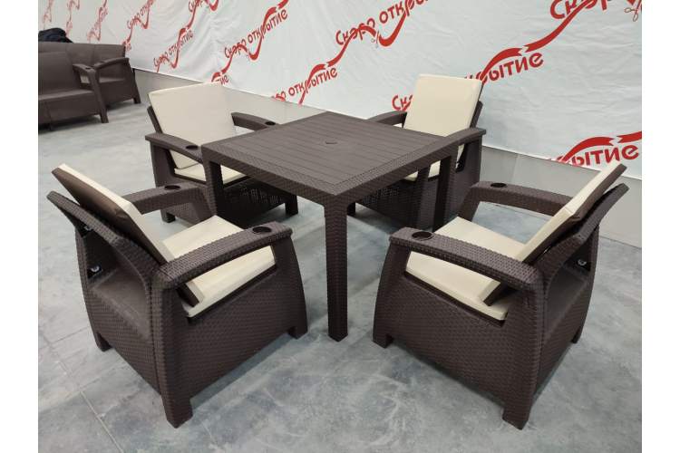 Обеденная группа для кафе под искусственный ротанг Yalta (4 +1)
