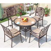 Обеденная группа из литого алюминия стол Давид д.85 + 4 кресла Гуерлайн