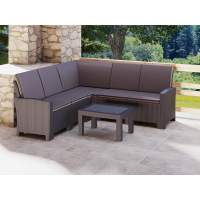 Комплект мебели с угловым диваном под ротанг Калифорния “California“ 188х188 см 5 места с подушками на спинку и с кофейным столиком