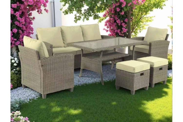 Обеденная группа плетеной мебели Джуми «Jumi» Greige-1