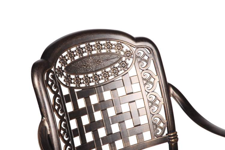 Обеденная группа из литого алюминия стол Древний путь(185х100) + 8 кресел ВУЛКАН «VOLCANO» (9 предметов) арт.74489/N008 bronze-8-9