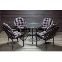 Садовый комплект из искусственного ротанга Мэдисон НЬЮ (Medison NEW) стол круглый D90 + 4 кресла с подушками на сиденье и спинку