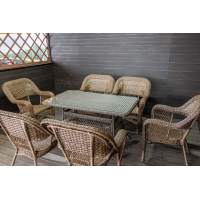 Садовый комплект мебели из искусственного ротанга Мэдисон (Medison) 6 кресел + прямоугольный стол без подушек