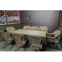 Обеденная группа из искусственного ротанга Кросс Мэдисон на 8 персон с подушками на сиденье