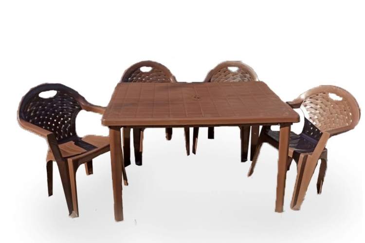 Комплект пластиковой мебели коричневый (стол прямоугольный 1200*850 «Флинт» + 4 кресел «Флинт»)