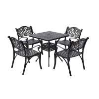 Садовый комплект мебели из литого алюминия стол квадратный Сорренто 78х78 + 4 кресла Лион-3