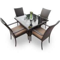 Обеденная мебель из искусственного ротанга стол РИМИНИ «RIMINI»(с подушками) + 4 кресла Милан Dark brown