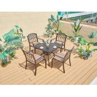 Комплект из литого алюминия стол квадратный АДОНИС «ADONIS» 90х90 + 4 кресла БОСТОН-2 «BOSTON-2»