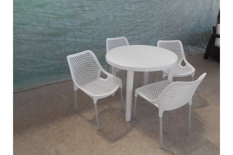 Комплект пластиковой мебели (стол круглый D900 “Ривьера” + 4 стула “Аир”)