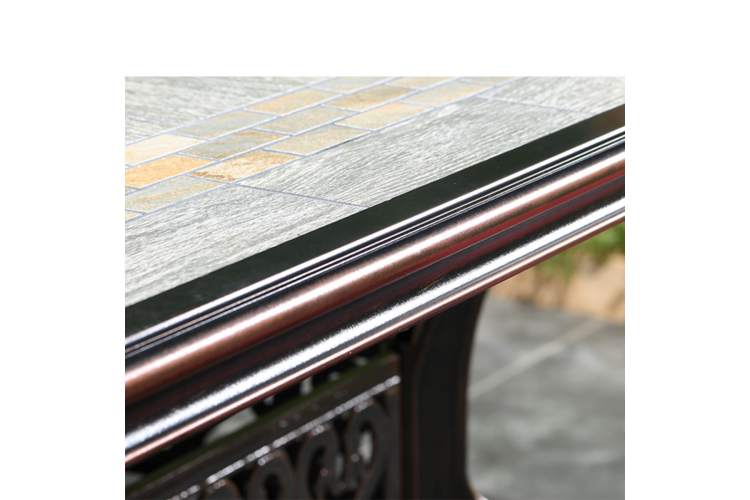 Обеденная группа из литого алюминия стол Древний путь(185х100) + 8 кресел ВУЛКАН «VOLCANO» (9 предметов) арт.74489/N008 bronze-8-5