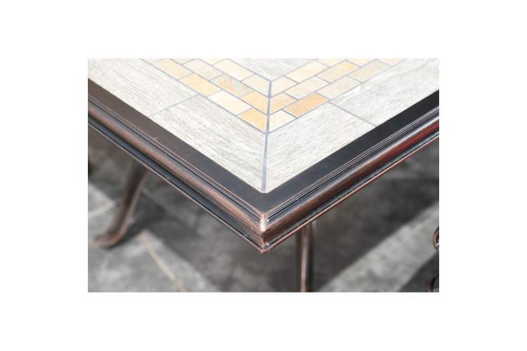 Обеденная группа из литого алюминия стол Древний путь(185х100) + 8 кресел ВУЛКАН «VOLCANO» (9 предметов) арт.74489/N008 bronze-8-3