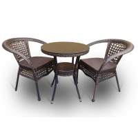 Комплект мебели стол Венеция + 2 кресла Руардин из искусственного ротанга Dark brown