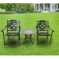 Комплект мебели из литого алюминия стол квадратный с керамикой ОПАЛИЯ «OPALIA» 55х55х51 + 2 кресла ДЖУНГЕН «JUNGEN»