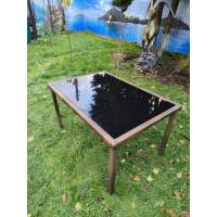 Стол Анкор, закаленое стекло, оплетеное ротангом