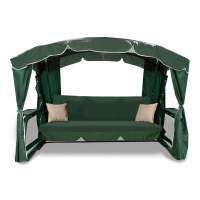 Садовые качели четырехместные «Монако Люкс» с москитной сеткой, сидение:200см., диаметр трубы:63,5мм., нагрузка:450кг. — Green