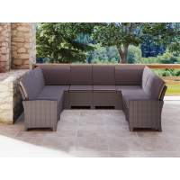 Садовый диван угловой П-образный Калифорния «California» на 10 мест с подушками на сиденье и спинку