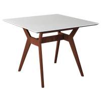 Стол Нарвик 960*960 мрамор Бьянко Темный орех