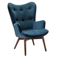 Кресло Хайбэк синий/т.орех