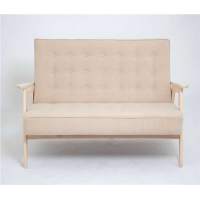 Диван двухместный РЕТРО (беленый дуб / RS3 - бежевый) в гостиную