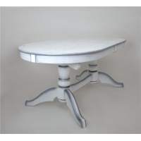 Стол Макси (180/230 х100/Белый + сусальное серебро)