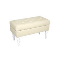 Банкетка Виктория (эмаль белая / кожзам 4 кремовый) в гостиную