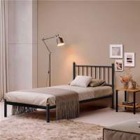 Кровать односпальная АРЗУ (90х200/металлическое основание) Чёрный Кровать односпальная АРЗУ (90х200/металлическое основание) Чёрный