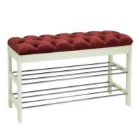 Банкетка  Грейс  (Дуб шампань, к/з Бордо, каретная стяжка) Вис в гостиную