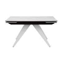 Стол Невада керамика (1400*800+300+300/керамика Gilf white/подстолье черный/ноги белый)
