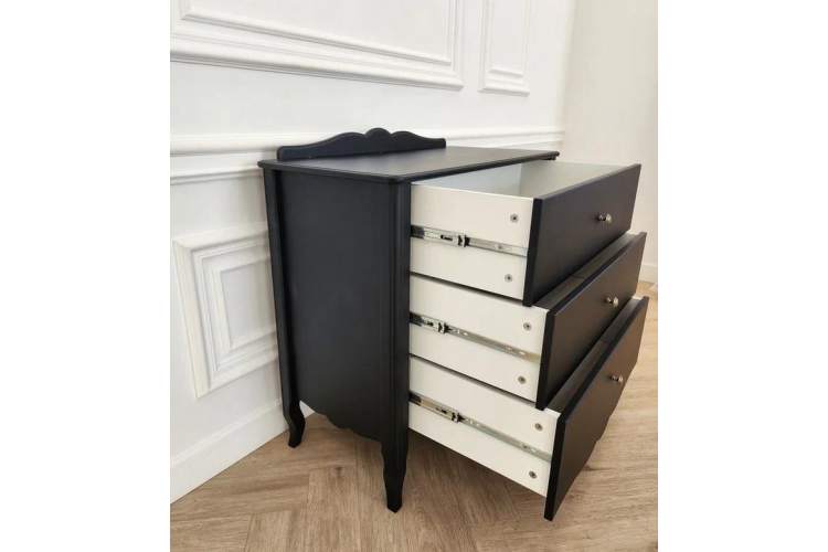 Комод "Версаль" 3 ящика (черный матовый)-2