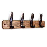 Вешалка настенная SHT-WH-20 (дерево-пластик/браш. коричневый-черный золотая патина)