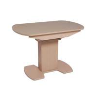 Стол  Корсика 110   (110/141,5 х 70/стекло MATTE каппучино/пленка Дуб выбеленный/ЛДСП Дуб выбеленный)