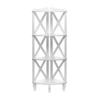 Этажерка-стеллаж угловая  Джульетта -3 (молочный дуб) Вис