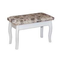 Банкетка из массива березы (Розы светлые) Белый