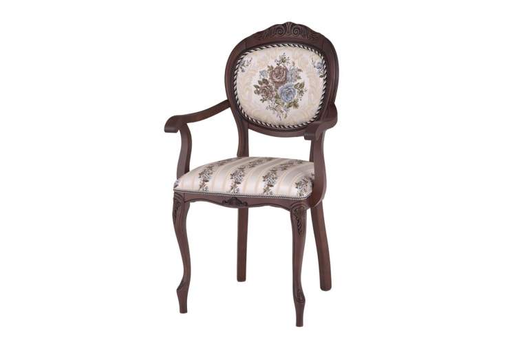 Кресло С16 (тон 317 т. коричневый+патина чёрная/ткань никита светлая/полоса (Ц)-1