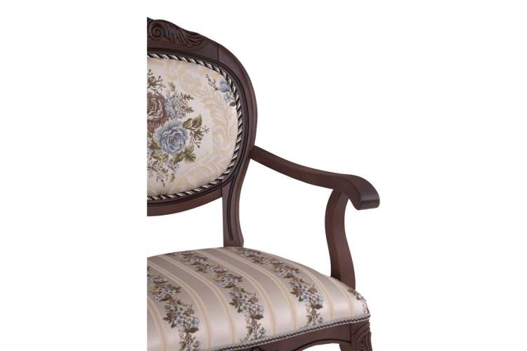 Кресло С16 (тон 317 т. коричневый+патина чёрная/ткань никита светлая/полоса (Ц)-5