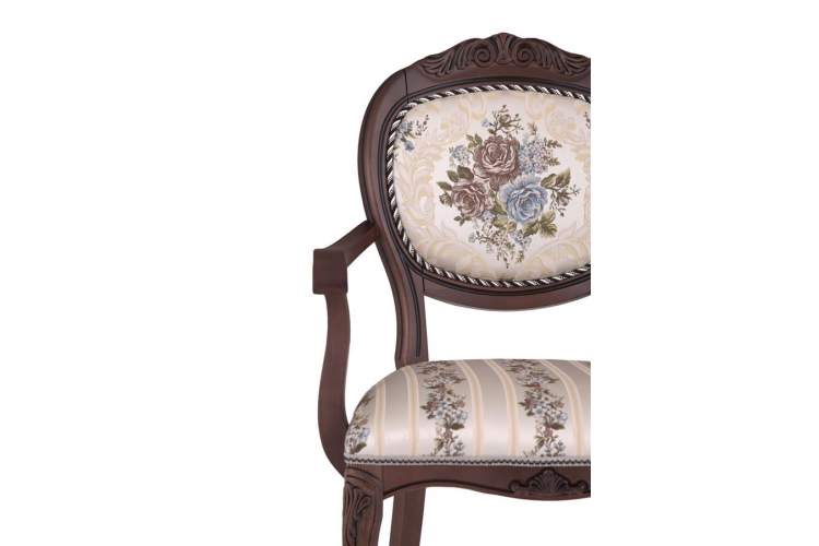 Кресло С16 (тон 317 т. коричневый+патина чёрная/ткань никита светлая/полоса (Ц)-6