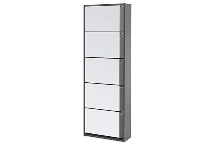 Обувница Комфорт К-5S (Серый Графит/Зеркало)-1