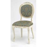 Стул  Милорд №12  (Слоновая кость1013+патина золото/ткань Андрис бирюза Вензель)